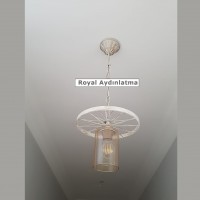 Tekli Jantlı Büyük Beyaz Avize 