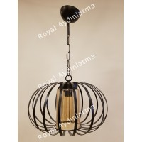 Tekli Siyah Metal Avize 